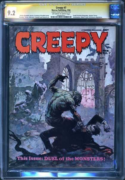 CGC Graded Comics - Creepy #7 (CGC) - Dual Of The Monster - Creepy 7 - Monsters Fighting - Graveyard - Gothic Arches