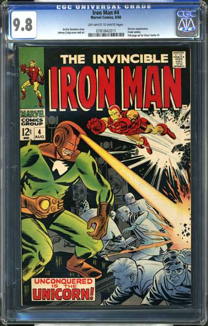 CGC Graded Comics - Iron Man #4 (CGC) - The Invincible Iron Man - Number 4 - August - Unconquered Is The Unicorn - Laser