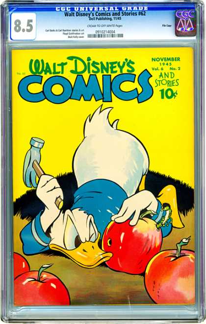 CGC Graded Comics - Walt Disney's Comics and Stories #62 (CGC) - Donald Duck - Hammer - Fruit - Worms - Hole