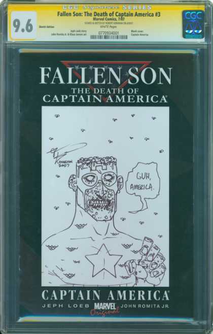 CGC Graded Comics - Fallen Son: The Death of Captain America #3 (CGC) - Jeph Loeb - Marvel - Cgc - Sketch - John Romita Jr