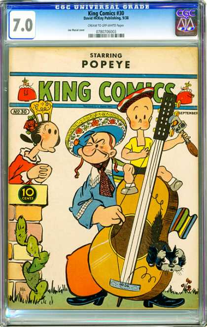 CGC Graded Comics - King Comics #30 (CGC) - Popeye - Olive Oyl - Cello - Musician - Cactus
