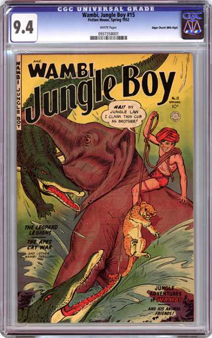 CGC Graded Comics - Wambi, Jungle Boy #15 (CGC) - Wambi - Jungle Boy - Alligator - Elephant - Turban