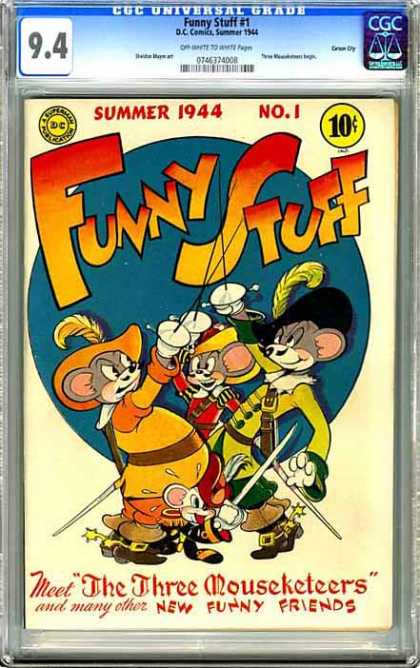 CGC Graded Comics - Funny Stuff #1 (CGC) - Summer 1944 - Funny Stuff - The Three Mouseketeers - New Funny Friends - Superman