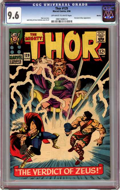 CGC Graded Comics - Thor #129 (CGC) - Thor - Zeus - The Verdict Of Zeus - Carrying Hammers - Lightning Bolts