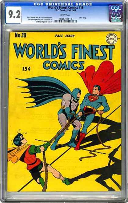 CGC Graded Comics - World's Finest Comics #19 (CGC) - Superman - Batman - Robin - Rope Tugging - Fall Issue