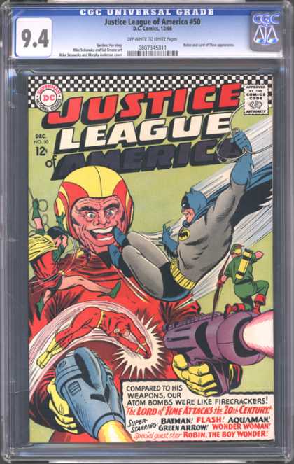 CGC Graded Comics - Justice League of America #50 (CGC) - Batman - Wonder Woman - Flash Gordon - Robin The Boy Wonder - Aquaman