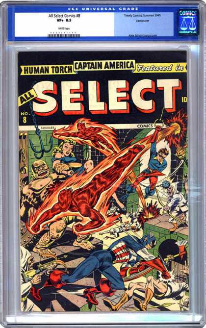 CGC Graded Comics - All Select Comics #8 (CGC) - Human Torch - Captain America - Castle - Woman - Axe