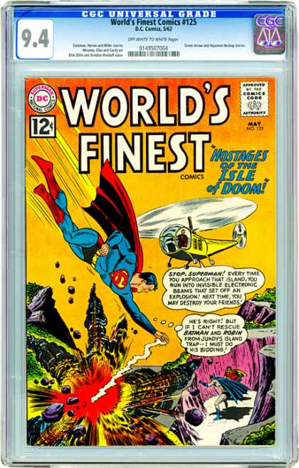 CGC Graded Comics - World's Finest Comics #125 (CGC) - Dc Comics - Worlds Finest Comics - Hostages Of The Isle Of Doom - Helicopter - Superman