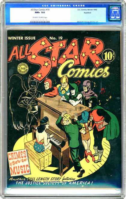 CGC Graded Comics - All Star Comics #19 (CGC) - Winter Issue - All Star Comics - Wonder Woman - Piano - Crimes