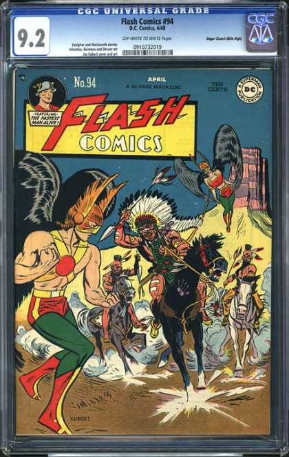 CGC Graded Comics - Flash Comics #94 (CGC) - Indians - Winged Men - Headdress - Spears - Native Americans On Horseback