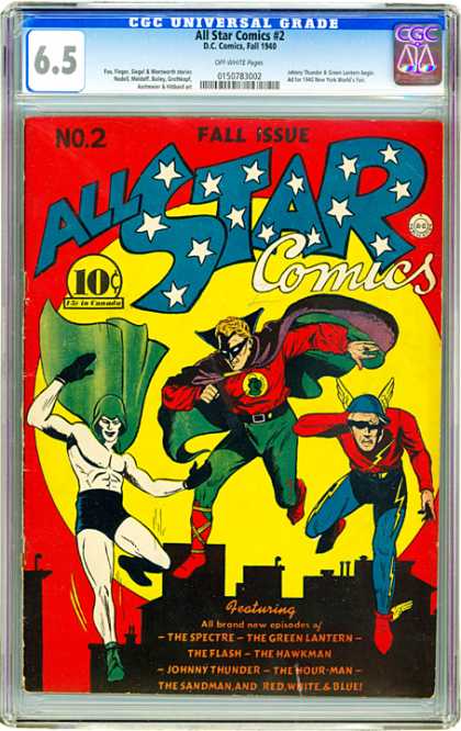 CGC Graded Comics - All Star Comics #2 (CGC) - The Spectre - Johnny Thunder - The Green Lantern - The Flash - The Hawkman