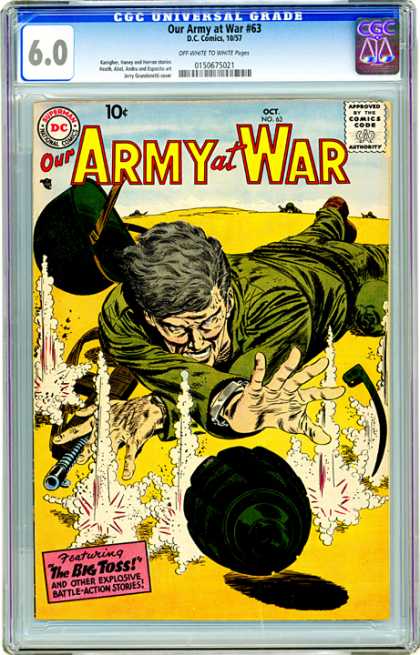 CGC Graded Comics - Our Army at War #63 (CGC) - Soldier - War - Worldwar - Machine Gun - Fighting