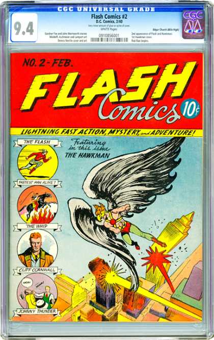 CGC Graded Comics - Flash Comics #2 (CGC) - No 2 Feb - 10 Cents - The Flash - The Hawkman - Johonny Thunder