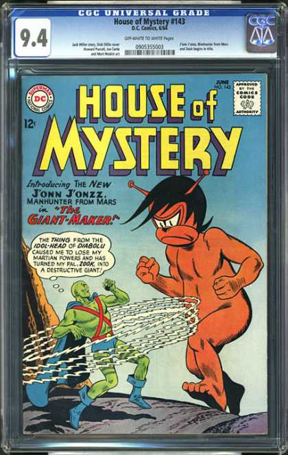 CGC Graded Comics - House Of Mystery #143 (CGC) - Giant-maker - Idol-head - Diabolu - Martian - Manhunter From Mars