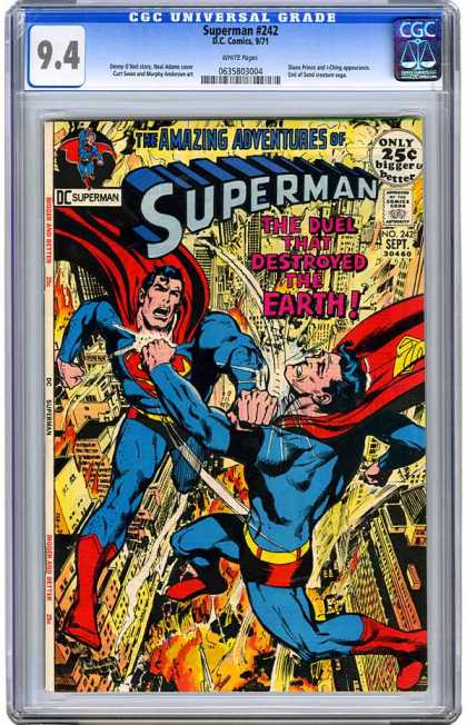 CGC Graded Comics - Superman #242 (CGC) - Man Of Steel - Fighting Each Other - Clones - Double - Explosions