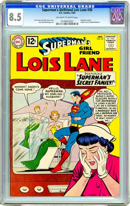 CGC Graded Comics - Superman's Girlfriend Lois Lane #30 (CGC) - Supermans Secret Family - Mermaid - Merman Boy - Supertelescope - Pink Coat