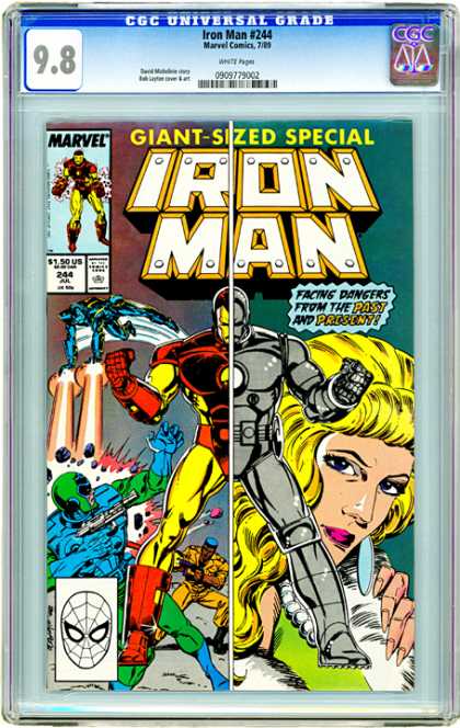 CGC Graded Comics - Iron Man #244 (CGC) - Giant Sized Issue - Mark 1 - Repulsor Rays - Gold And Red Suit - Past And Present