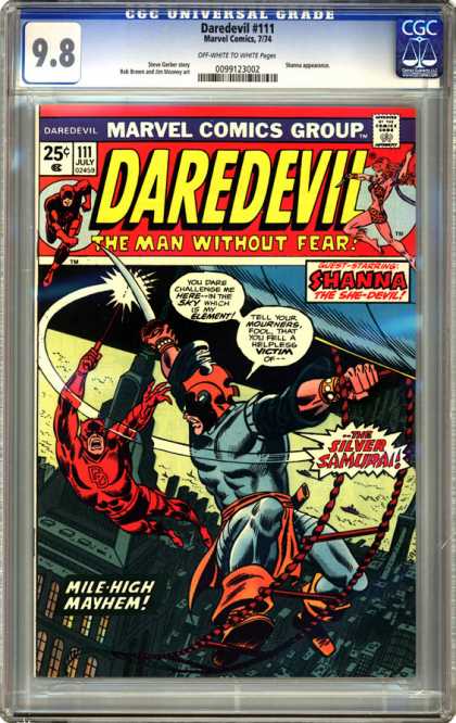 CGC Graded Comics - Daredevil #111 (CGC) - Marvel Comics Group - Daredevil - The Man Without Fear - Shanna - The Silver Samurai