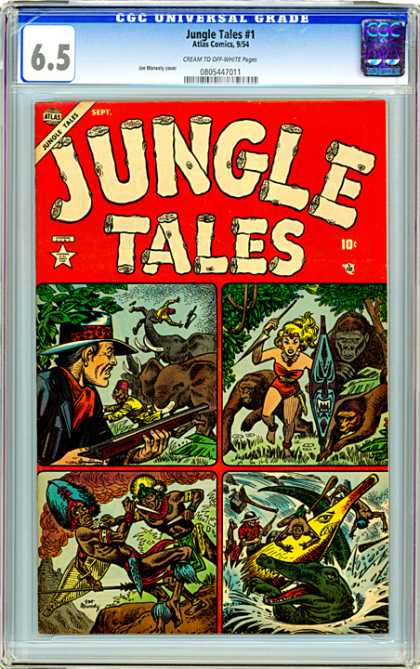 CGC Graded Comics - Jungle Tales #1 (CGC) - Jungle Tales - Atlas Comics - Gun - Monkey - Crocodiles