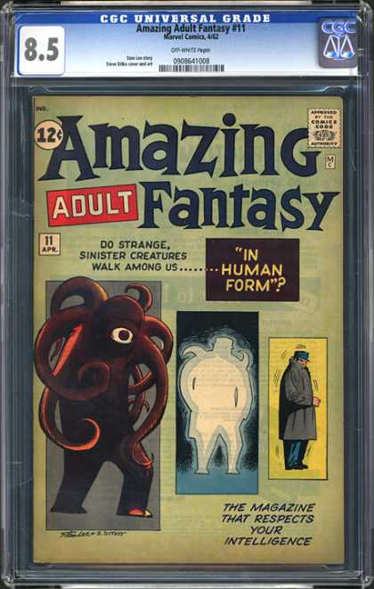 CGC Graded Comics - Amazing Adult Fantasy #11 (CGC) - The Magazine That Respects Your Intelligence - Creatures - In Human Form - Tentacles - Trench Coat