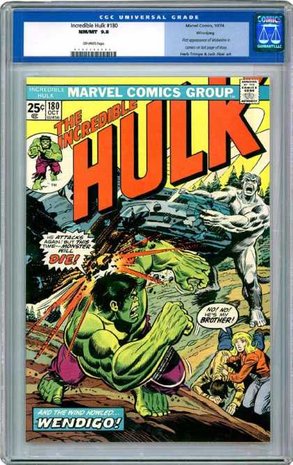 CGC Graded Comics - Incredible Hulk #180 (CGC) - Brother - Die - Wendigo - Attacks - Monster