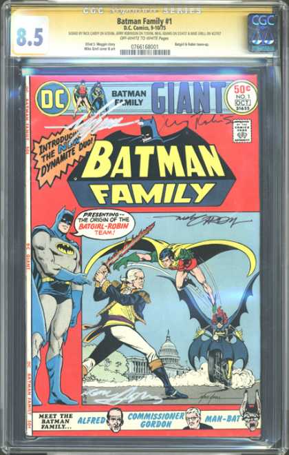 CGC Graded Comics - Batman Family #1 (CGC) - Weapon - Alfred - Man- Bat - Commissioner Gordon - Bike