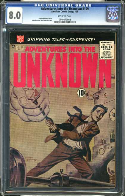 CGC Graded Comics - Adventures Into the Unknown #109 (CGC) - Fist - Man - Suit - Machines - Fear