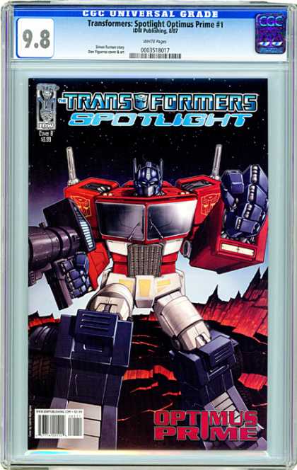 CGC Graded Comics - Transformers Spotlight Optimus Prime #1 (CGC) - Transformers - Spotlight - Iron - Buildings - Legs