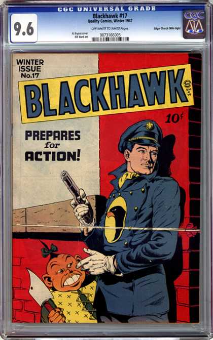 CGC Graded Comics - Blackhawk #17 (CGC) - Blackhawk - Gun - Weapon - Buckteeth - Hairbow