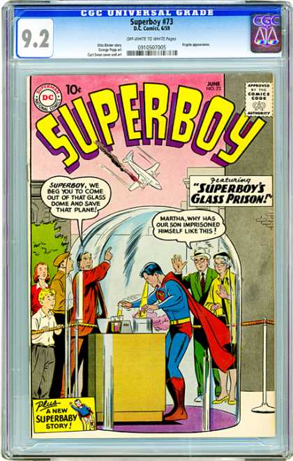 CGC Graded Comics - Superboy #73 (CGC) - Superboy - Glass Prison - Martha - Plane - Rope