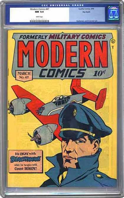 CGC Graded Comics - Modern Comics #47 (CGC) - Modern Comics - Airplane - Its Oaky With Blackhawk - Air Force - Military Comics