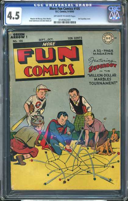 CGC Graded Comics - More Fun Comics #105 (CGC) - Superboy - Million-dollar Marbles Tournament - Marbles - Dog - Bounce