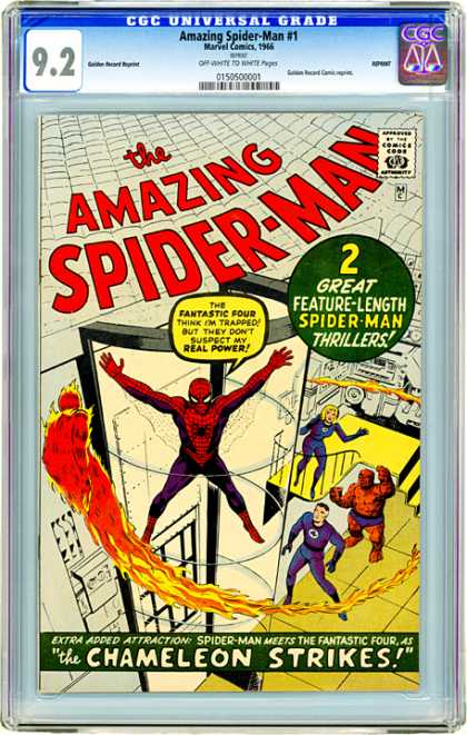 CGC Graded Comics - Amazing Spider-Man #1 (CGC) - Spider-man - Fantastic Four - 1966 - The Chameleon Strikes - Glass Enclosure