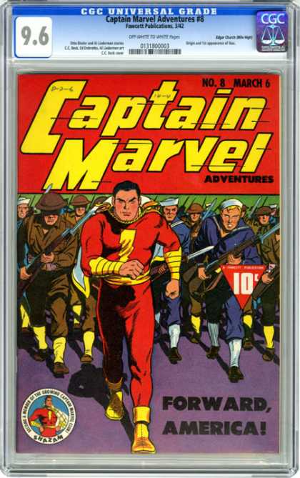 CGC Graded Comics - Captain Marvel Adventures #8 (CGC) - Captain Marvel - Soldiers And Sailors - Navy And Army - Number 8 March 6 - Forward America