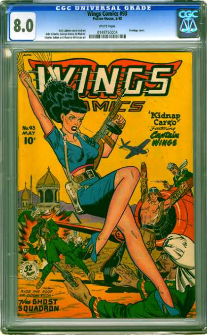 CGC Graded Comics - Wings Comics #93 (CGC) - War - Military - Kidnap Cargo - Captain Wings - Ghost Squadron