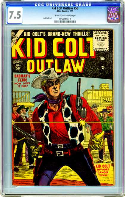 CGC Graded Comics - Kid Colt Outlaw #50 (CGC) - Kid Colt - Outlaw - Badmans Feud - Danger Town - Western Thrill