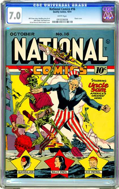 CGC Graded Comics - National Comics #16 (CGC) - Striped Pants - Skeleton - Boat - Airplanes - Yellow