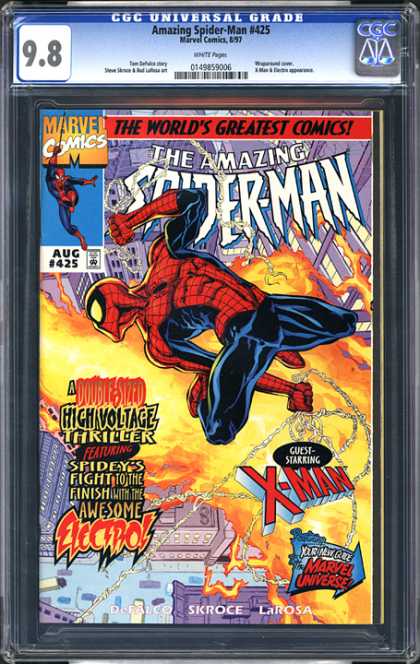CGC Graded Comics - Amazing Spider-man #425 (CGC) - The Amazing Spiderman - X-man - Electrol - High Voltage Thriller - Fight