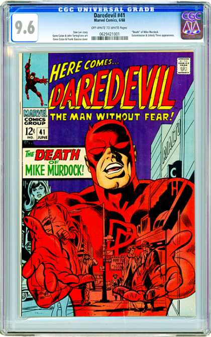 CGC Graded Comics - Daredevil #41 (CGC) - Here Comes Daredevil - The Man Without Fear - 41 June - Marvel Comics - The Death Of Mike Murdock