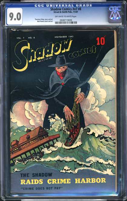 CGC Graded Comics - Shadow Comics #v7 #8 (CGC) - Who Knows What Evil Lurks In The Hearts Of Men - Crimes Does Not Pay - Raids - Crime Harbor - Water