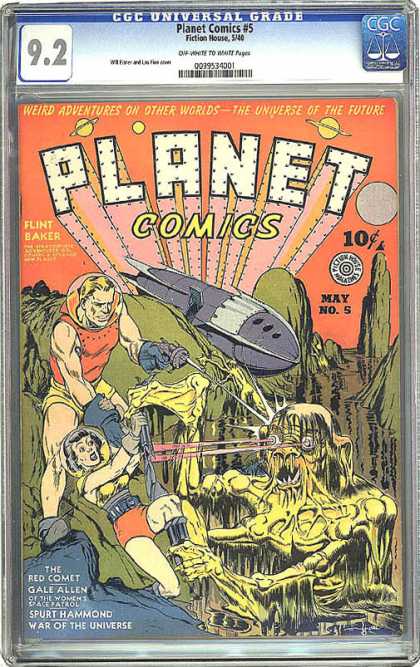 CGC Graded Comics - Planet Comics #5 (CGC) - Weird Adventures On Other Worlds - The Universe Of The Future - Flint Baker - War Of The Universe - Spaceship