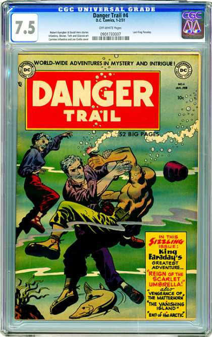 CGC Graded Comics - Danger Trail #4 (CGC) - Mystery - King Faradays Greatest Adventure - Reign Of The Scarlet Umbrella - Vanishing Island - End Of The Arctic