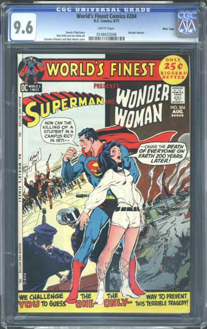 CGC Graded Comics - World's Finest Comics #204 (CGC) - Superman - Riot - Police - Campus - Guns