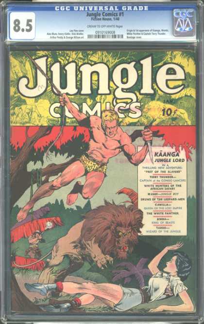 CGC Graded Comics - Jungle Comics #1 (CGC) - Knife - Vine - Lion - Tree - Hunter