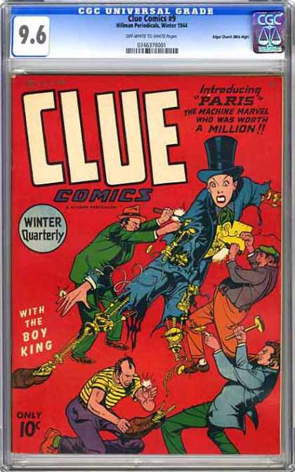CGC Graded Comics - Clue Comics #9 (CGC) - Clue - Top Hat - Paris - Winter Quarterly - The Boy King