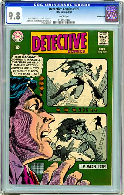 CGC Graded Comics - Detective Comics #379 (CGC) - Detective Comics Sept - Tv Monitor - Security Camera - Batman Getting Shot - Action Shots