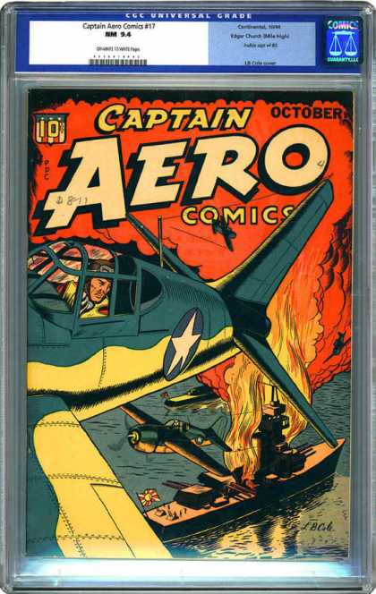 CGC Graded Comics - Captain Aero Comics #17 (CGC) - Captain Aero - Plane - October - Ship - Sea