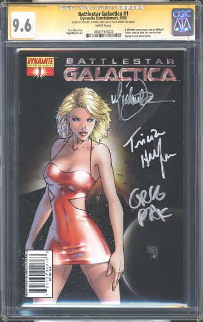 CGC Graded Comics - Battlestar Galactica #1 (CGC) - Girl - Battlestar - Galactica - Dynamite - Red Dress