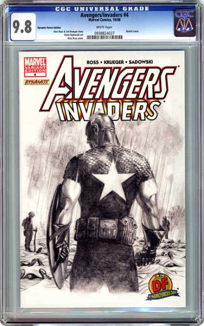 CGC Graded Comics - Avengers/Invaders #4 (CGC) - Solitary - Captain - Film Noir - Black And White - Emotional