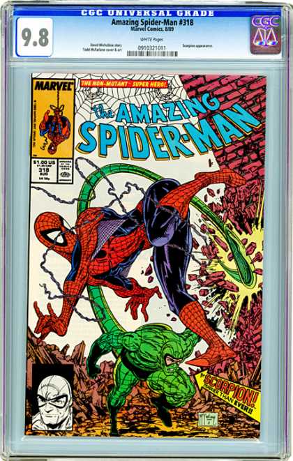 CGC Graded Comics - Amazing Spider-Man #318 (CGC) - The Amazing Spider-man - The Scorpion - Destroyed Red Brick Wall - Hero Tied In Ropes - Mutant